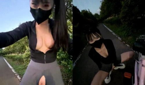 气质长发反差婊御姐公园户外裸出骑行座椅安… - 细节图3
