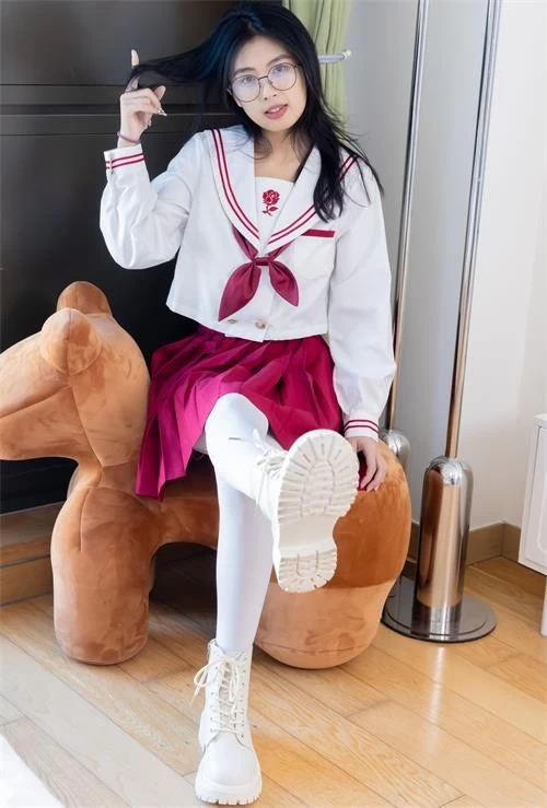 袜啵啵奶油白色马丁靴厚白丝jk制服⑮ - 细节图4